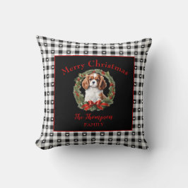 Cavalier Charles jul Gingham Family Namn Kudde