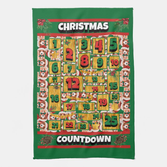 Cavalier Countdown Jul Adventskalender Hund Kökshandduk (Vertikal)