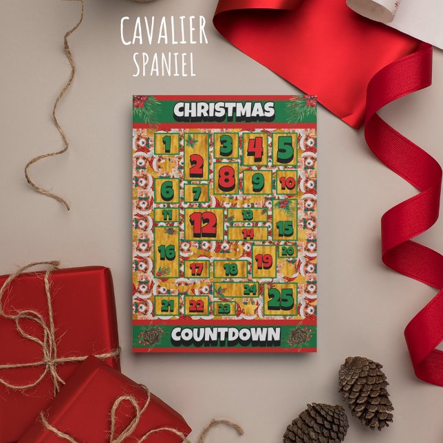 Cavalier Hund Räkna Ned Jul Adventskalender Julkort (Skapare uppladdad)