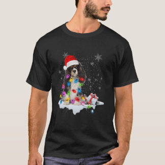Cavalier Hund Santa Hundälskare Julafton Ljus Gift T Shirt