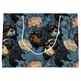 Cavalier King Charles Blommig Blå Design