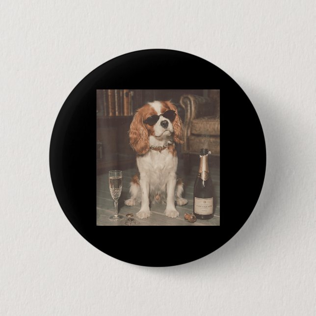 Cavalier King Charles dricker Champagne Roligt Knapp (Framsida)