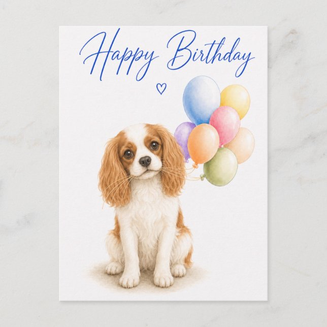Cavalier King Charles födelsedag Vykort (Framsida)