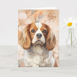Cavalier King Charles Hund Blommor Tänker på Dig Kort