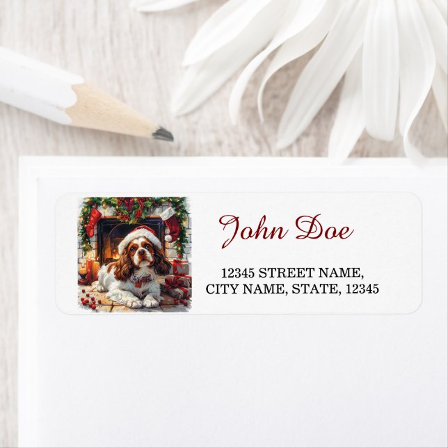 Cavalier King Charles jul returadress Etikett (Insitu)