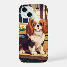 Cavalier King Charles på en bänk