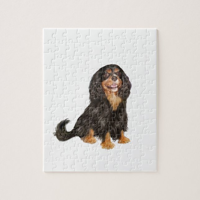 Cavalier King Charles (R) - Svart och tan.png Pussel (Vertikal)