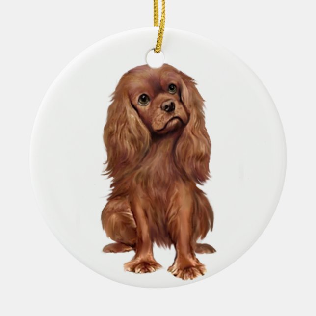 Cavalier King Charles - Ruby Julgransprydnad Keramik (Framsidan)