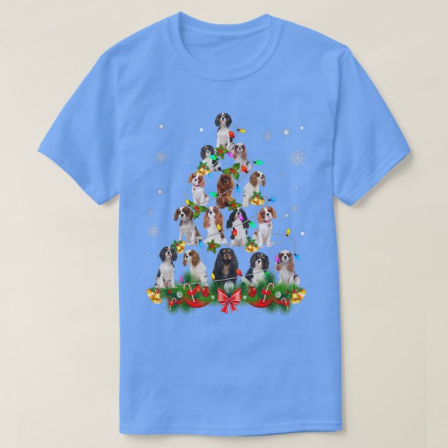 Cavalier King Charles Spanie Christmas Tree Lights T Shirt (Design framsida)