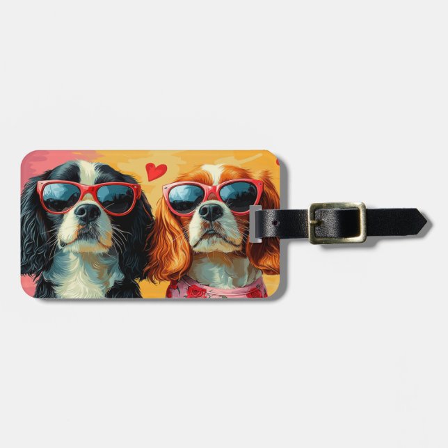Cavalier King Charles Spaniel Alla hjärtans dag Bagagebricka (Horisontell Framsida)