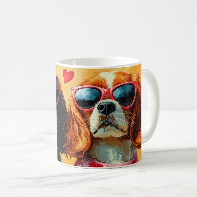 Cavalier King Charles Spaniel Alla hjärtans dag Kaffemugg (Framsida höger)