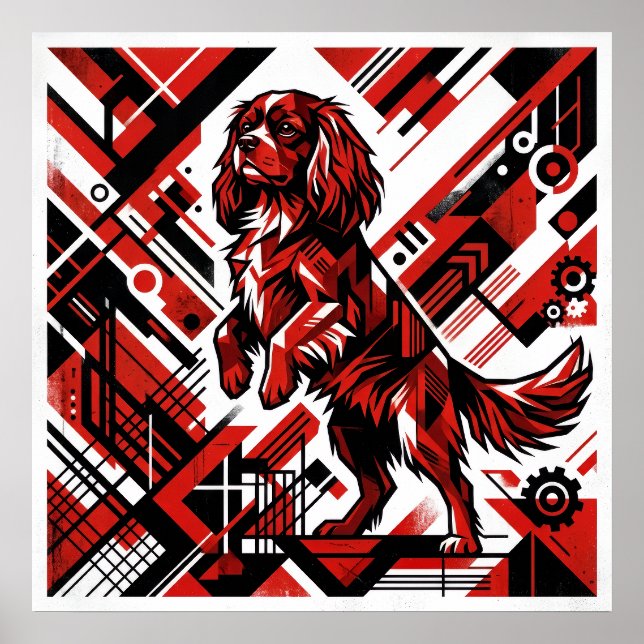 Cavalier King Charles Spaniel Art Deco Affisch | B (Framsidan)
