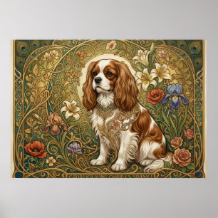 Cavalier King Charles Spaniel Art Nouveau Affisch