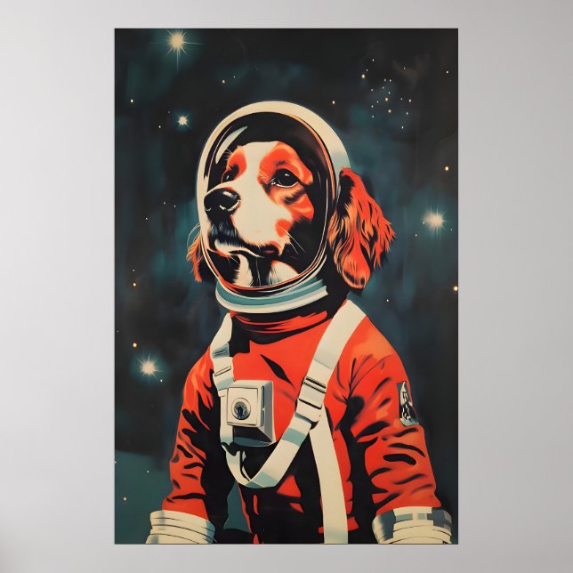 Cavalier King Charles Spaniel Astronaut Affisch (Framsidan)
