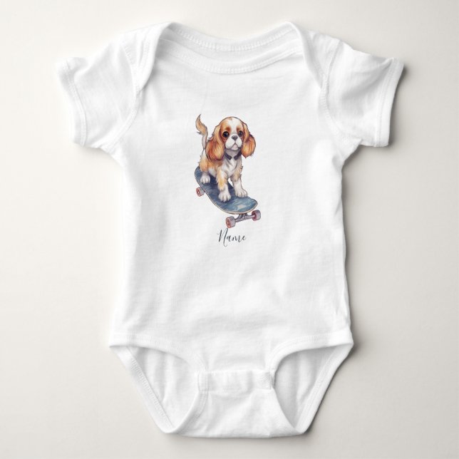 Cavalier King Charles Spaniel Baby Body T Shirt (Framsida)