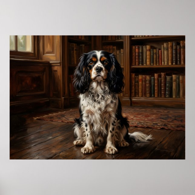 Cavalier King Charles Spaniel Biblioteksporträtt Poster (Framsidan)