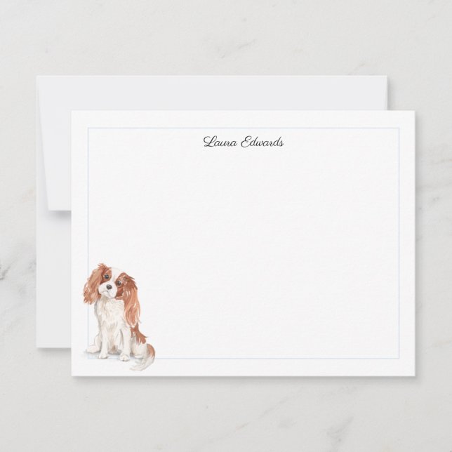 Cavalier King Charles Spaniel Blå Kant Anteckningskort (Framsida)
