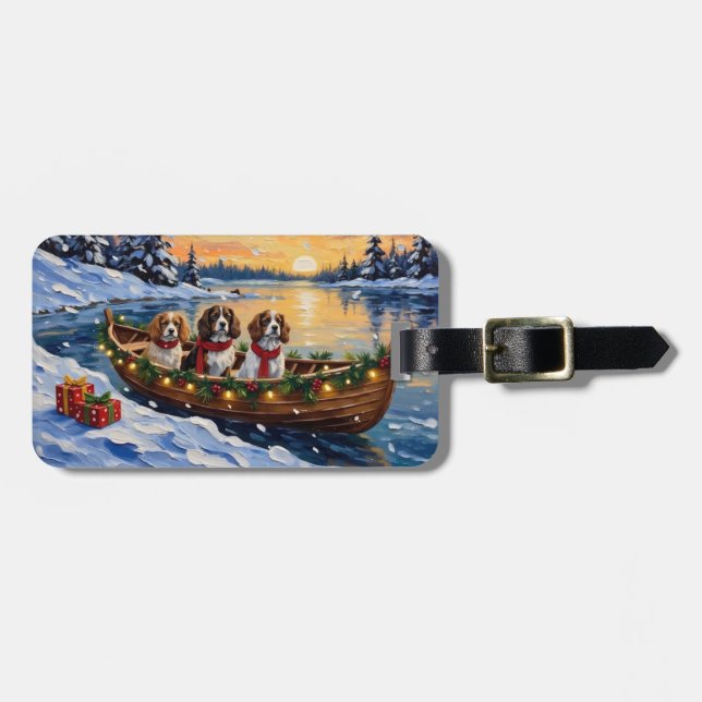 Cavalier King Charles Spaniel Christmas Boat Bagagebricka (Horisontell Framsida)