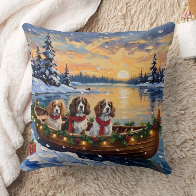 Cavalier King Charles Spaniel Christmas Boat Kudde (Filt)