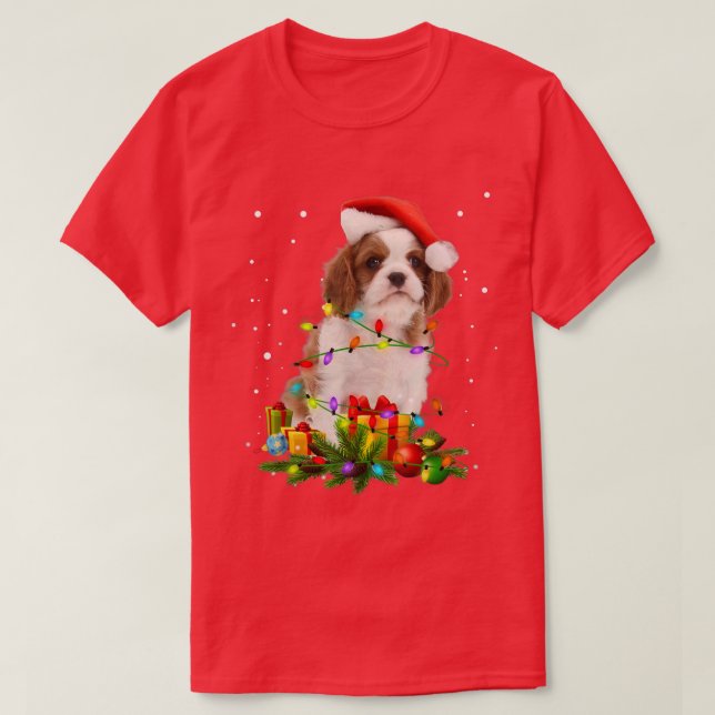 Cavalier King Charles Spaniel Christmas Lights Xma T Shirt (Design framsida)