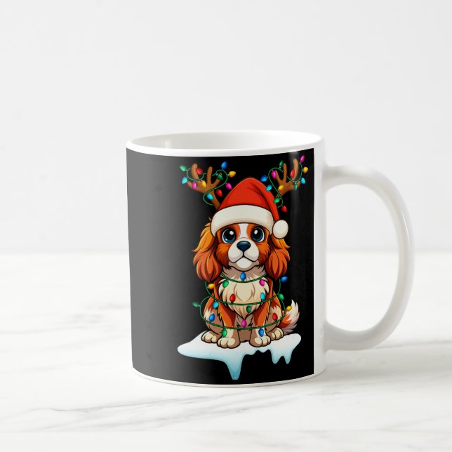 Cavalier King Charles Spaniel Christmas Reindeer P Kaffemugg (Höger)