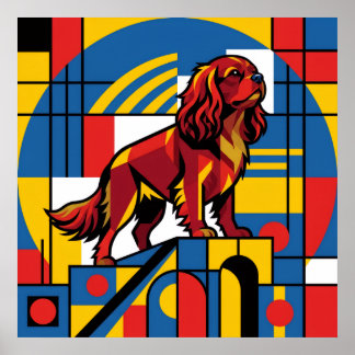 Cavalier King Charles Spaniel De Stijl Affisch | M