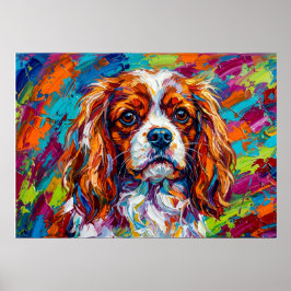 Cavalier King Charles Spaniel Djärv Pop Art Affisc Poster
