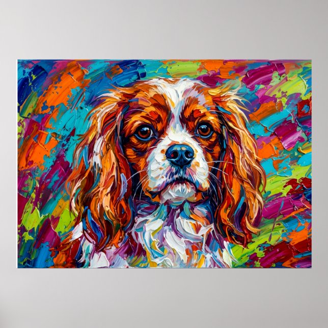 Cavalier King Charles Spaniel Djärv Pop Art Affisc Poster (Framsidan)