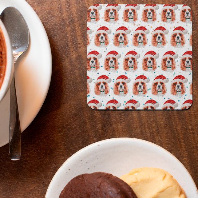 Cavalier King Charles Spaniel Dog Breed Christmas Underlägg Papper Kvadrat (Skapare uppladdad)
