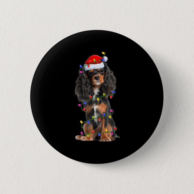 Cavalier King Charles Spaniel Dog Christmas Lights Knapp (Framsida)
