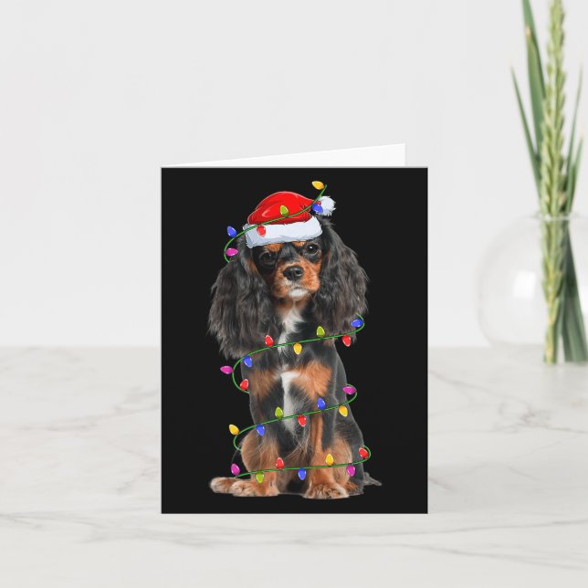 Cavalier King Charles Spaniel Dog Christmas Lights Kort (Framsida)