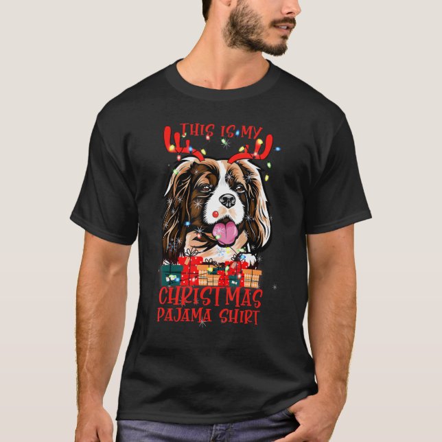 Cavalier King Charles Spaniel Dog Christmas Pajama T Shirt (Framsida)