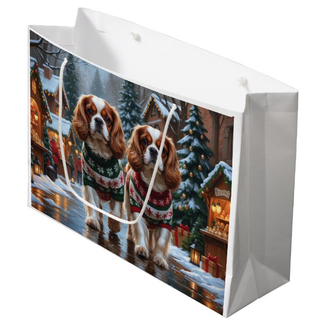Cavalier King Charles Spaniel Dogs Christmas Snow  (Framsidan Vinklad)