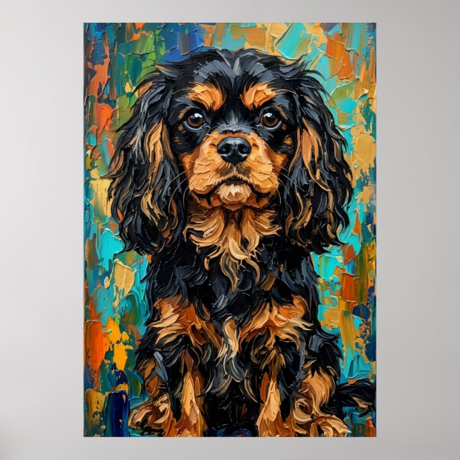 Cavalier King Charles Spaniel Färgrik Palett Kn Poster (Framsidan)
