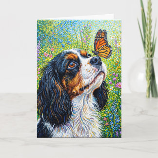 Cavalier King Charles Spaniel Fjärilsträdgård Kort