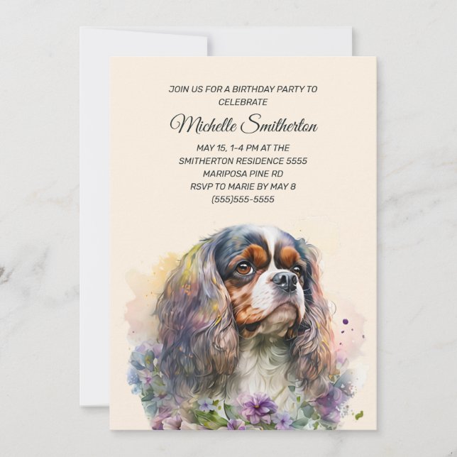 Cavalier King Charles Spaniel födelsedag Inbjudningar (Framsida)
