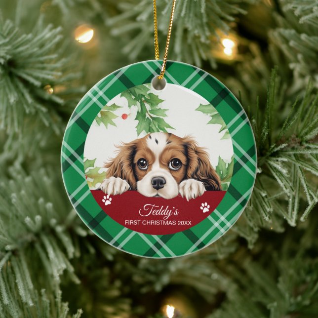 Cavalier King Charles Spaniel Första julen Julgransprydnad Keramik (Träd)
