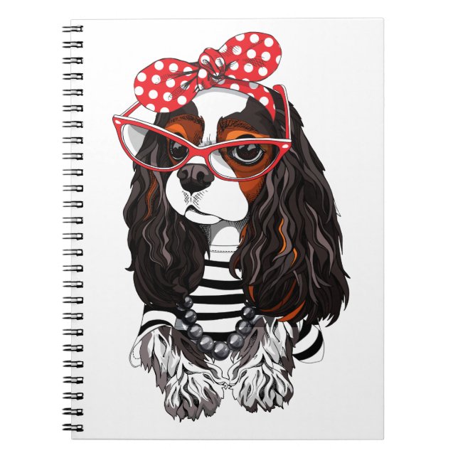 Cavalier King Charles Spaniel Från Paris Med Kärle Anteckningsbok (Framsidan)