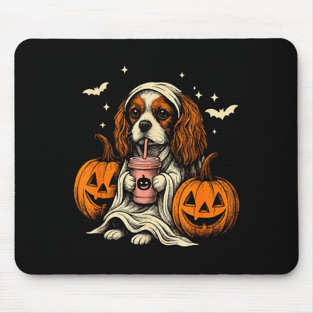 Cavalier King Charles Spaniel Ghost Halloween Cava Musmatta (Framsidan)