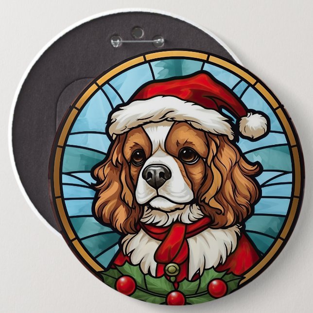 Cavalier King Charles Spaniel Glas Jul Knapp (Framsida & baksida)