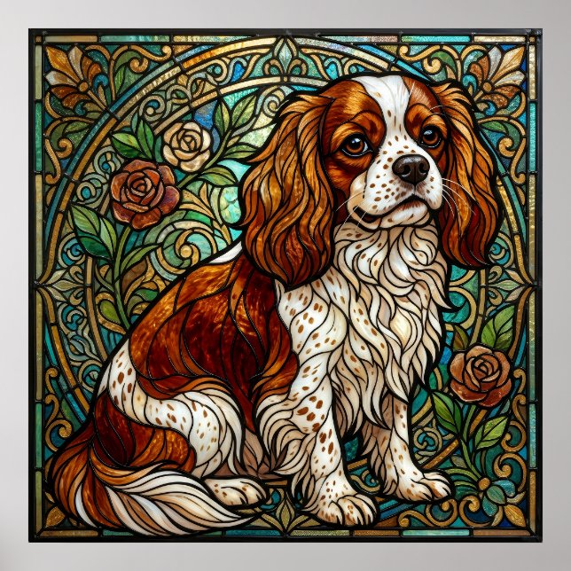 Cavalier King Charles Spaniel-glasmålningaffisch Poster (Framsidan)