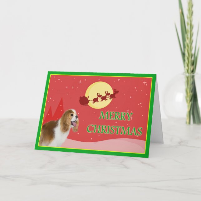 Cavalier King Charles Spaniel God Jul Kort (Framsida)