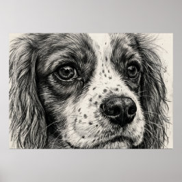 Cavalier King Charles Spaniel Grafitpennstav Post Poster