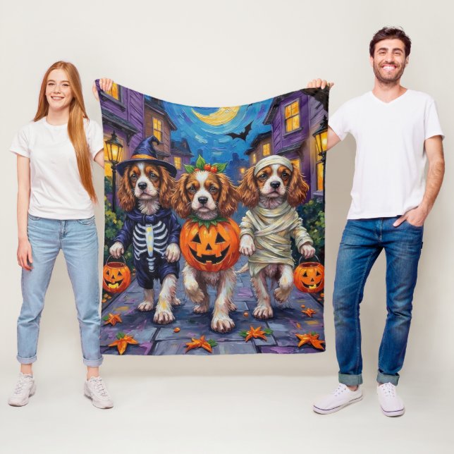 Cavalier King Charles Spaniel Halloween-kostymer Fleecefilt (På plats)