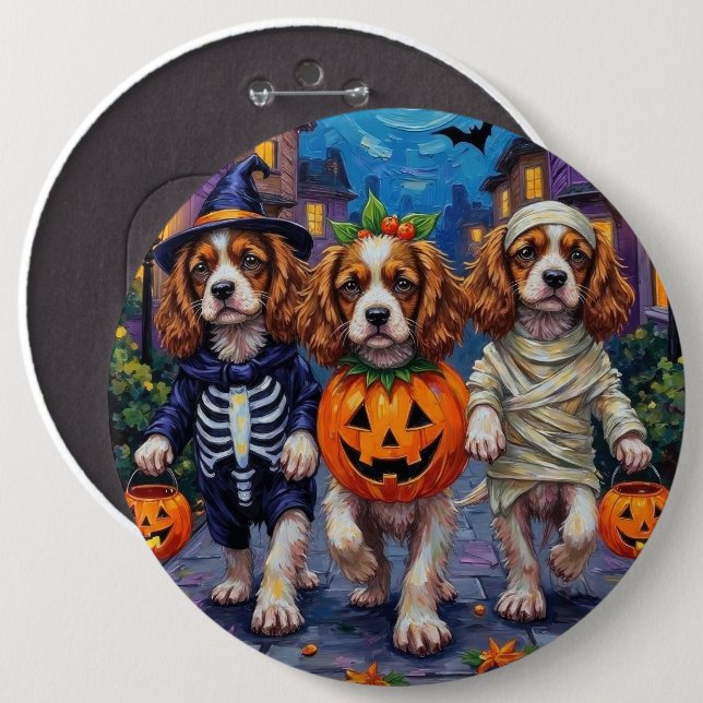 Cavalier King Charles Spaniel Halloween-kostymer Knapp (Framsida & baksida)