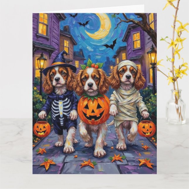 Cavalier King Charles Spaniel Halloween-kostymer Kort (Gul blomma)