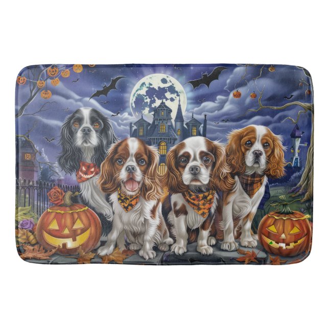 Cavalier King Charles Spaniel Halloween Kuslig Badrumsmatta (Framsidan)