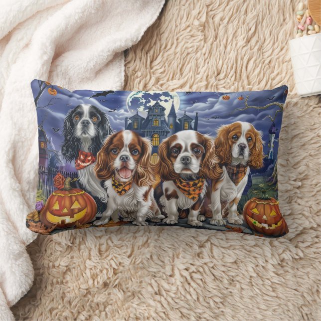 Cavalier King Charles Spaniel Halloween Kuslig Lumbarkudde (Filt)