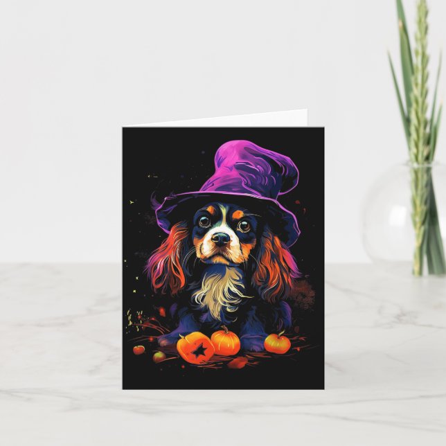Cavalier King Charles Spaniel Halloween promenad m Kort (Framsida)