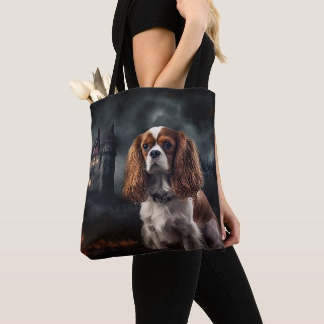 Cavalier King Charles Spaniel Halloween Skräck Tygkasse (Närbild)